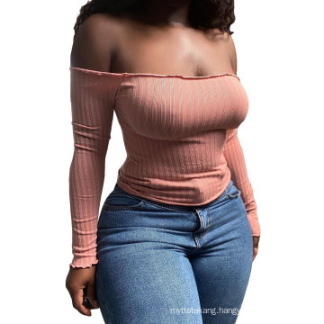 L99531 Hot Sale Woman Solid Color off Shoulder Top